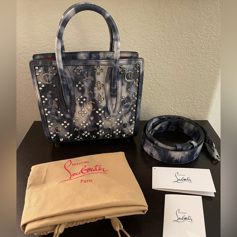 Christian Louboutin Mini Paloma Punk Stud Denim Blue